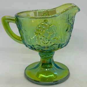 Vintage Indiana Glass Lime Green Harvest Iridescent Carnival Glass Creamer